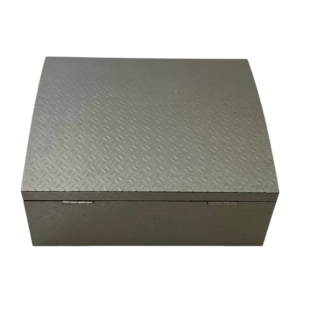 Industrial Look Aluminum Jewelry Box Velvet Lined Organizer Interior Mirror